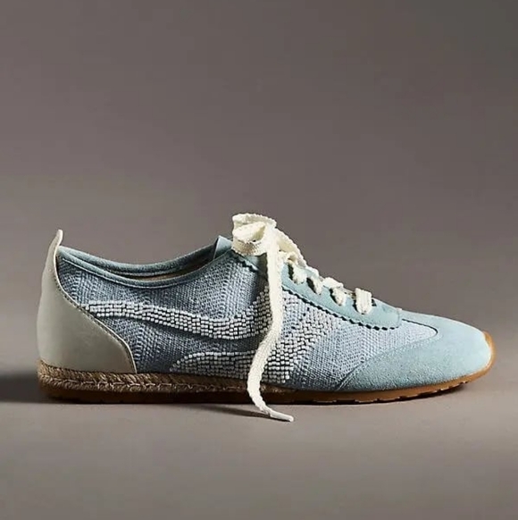 New Anthropologie Dolce Vita Dream Bead Sneakers Blue Multi Burlap - Picture 2 of 16